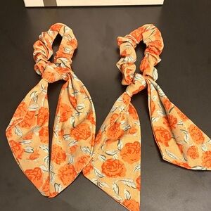 Floral Orange Hair Scrunchies